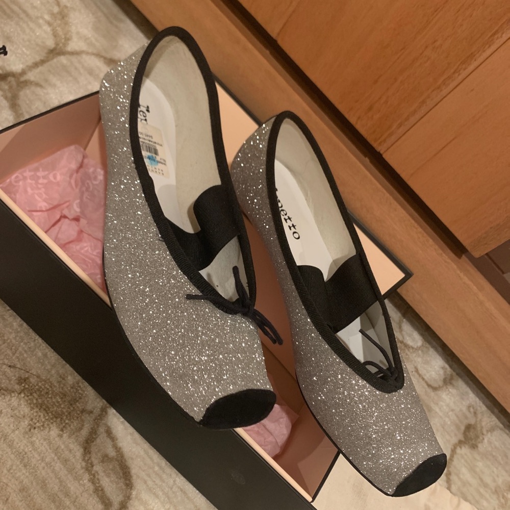 Repetto Catherine Glitter Ballerina Flats Silver - Picture 4 of 5
